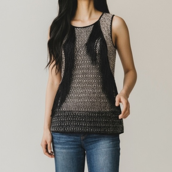 Anthropologie Tops - Anthropologie Yoana Baraschi Black Tribal Fringe Top Women's Small
